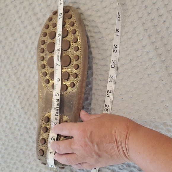 Tory Burch Arianna Driving Loafer Moccasins Flat Shoes Metallic GOLD Sz… - Picture 10 of 14